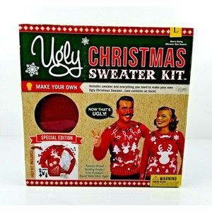 Ugly Christmas Sweater Kit Cayenne Red Pullover DIY Unisex Size Large L NEW